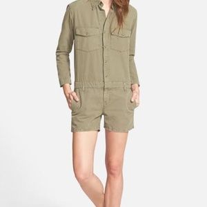 J BRAND AVERY UTILITY MILITARY GREEN ROMPER